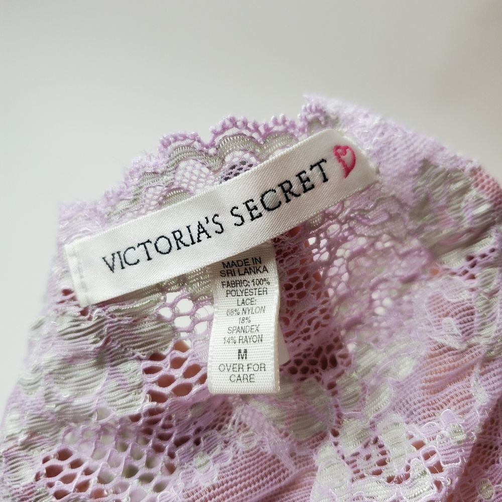Vintage 00s Y2K Purple Lavender Green Floral Lace Victoria's Secret Bandeau Sz M - Picture 3 of 3
